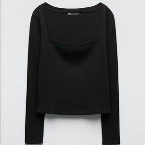 Square neck long sleeve shirt Zara